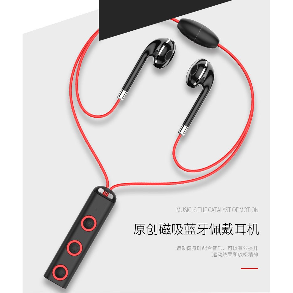 Earphone Bluetooth V4.1 + EDR Sports dengan Neckband Magnetic