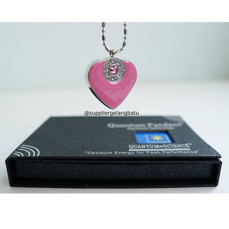 Kalung quantum pendant LOVE permata giok PINK japanese technology