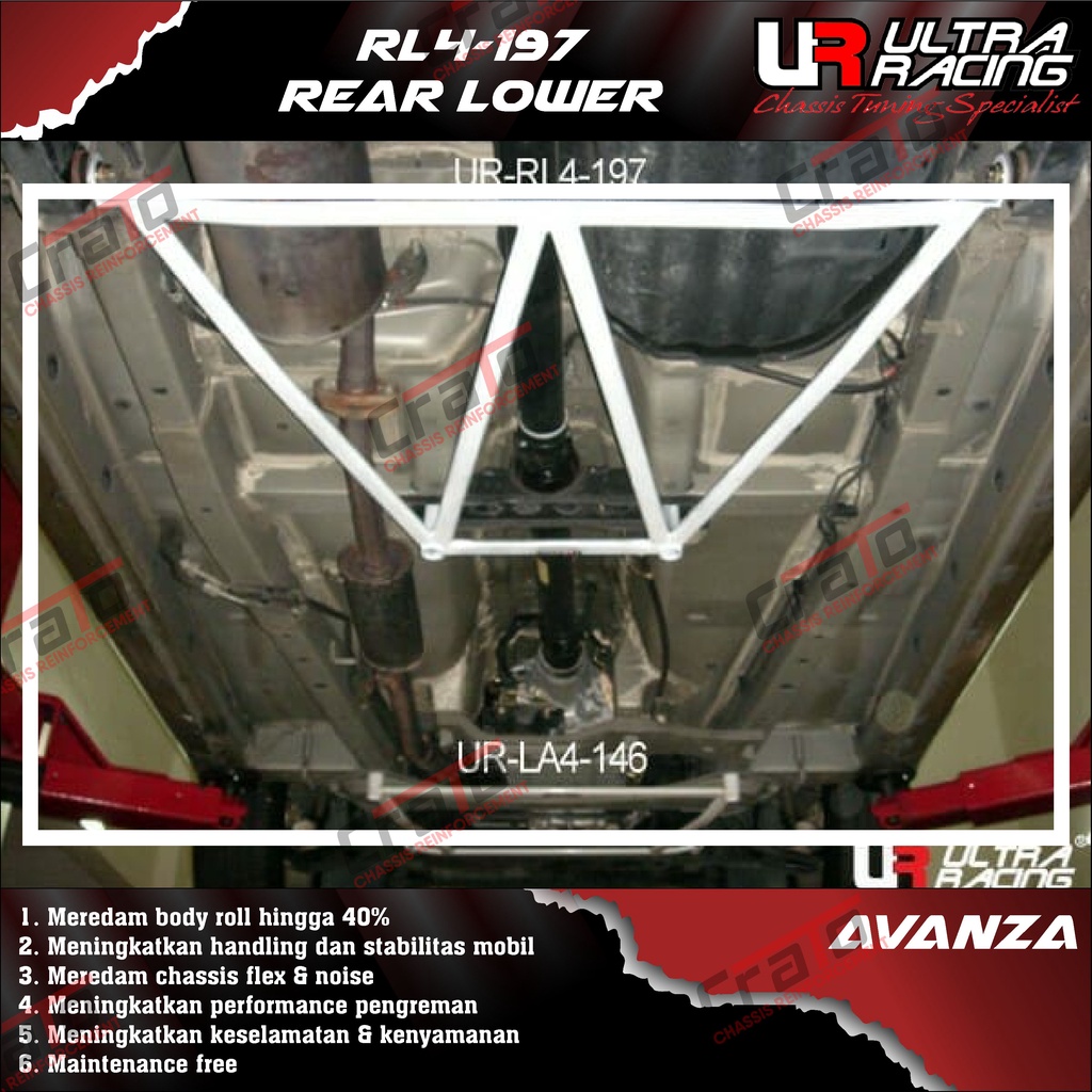 Aksesoris Stabiliser ULTRA RACING Safety Bar - Rear Lower Bar 4 Points - Toyota Avanza VVTI Non VVTI