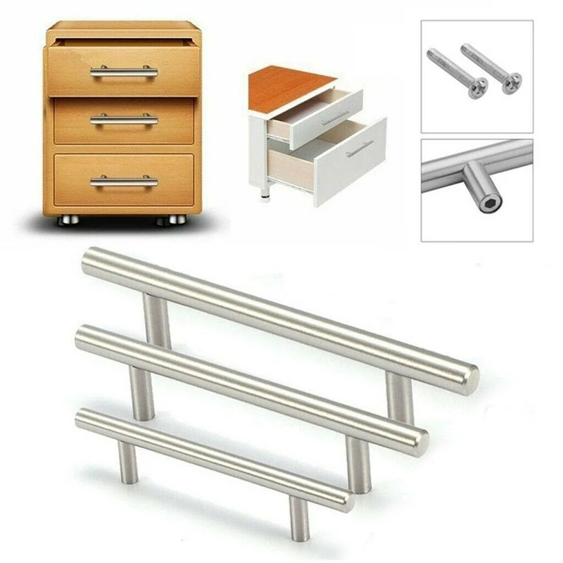 Handle Pintu Dapur Stainless Steel Lemari T Bar T shaped Pull Knob Furniture Knob Gagang Laci Lemari