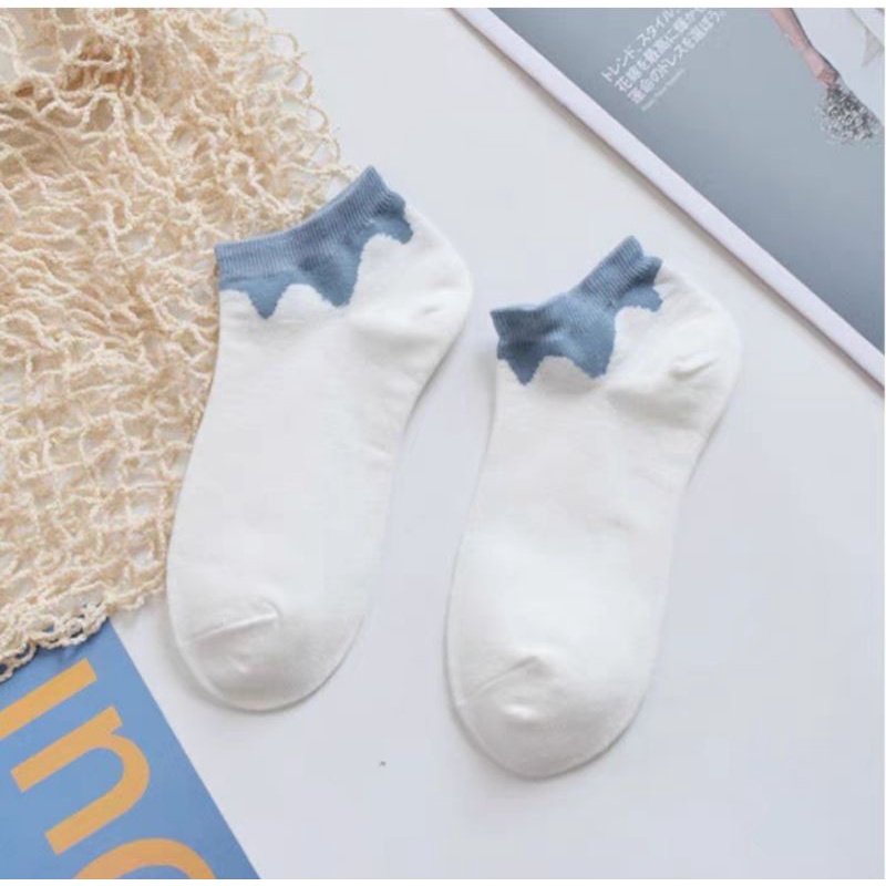[ COD ] Kaos Kaki Wanita Pria Motif Kotak Catur Garis Polos Simple New Fashion Korean Style Socks Breathable Gaya Korea / Kaos Kaki Pendek Unkle Sock-Putih