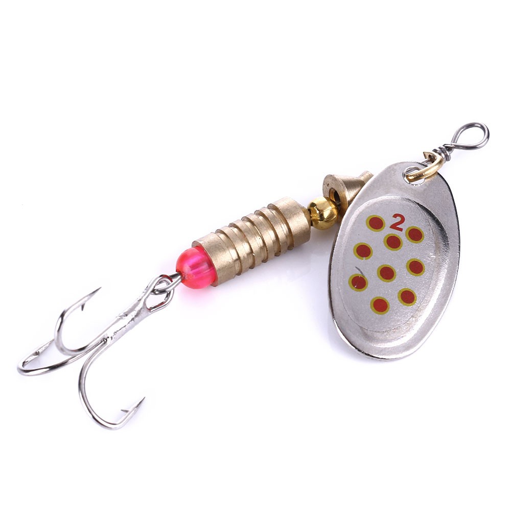 HENGJIA 5PCS New Metal Fishing Lure 6.3cm 5.1g Spinner Bait Metal Hard Baits 6# Treble Hook Fishing Tackle