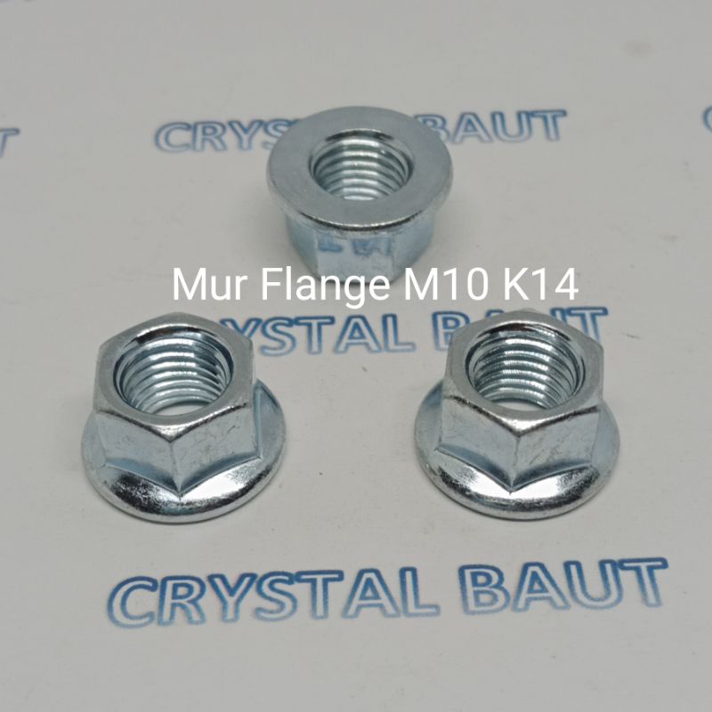 Mur Flange M10 1.25 K14 Putih 10mm mili original