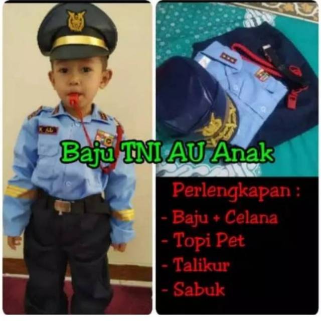 seragam baju profesi tni au anak full set