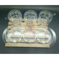 Acrylic Sauce Pot w Spoon set3 + tray Tempat Sambal dengan sendok 2531