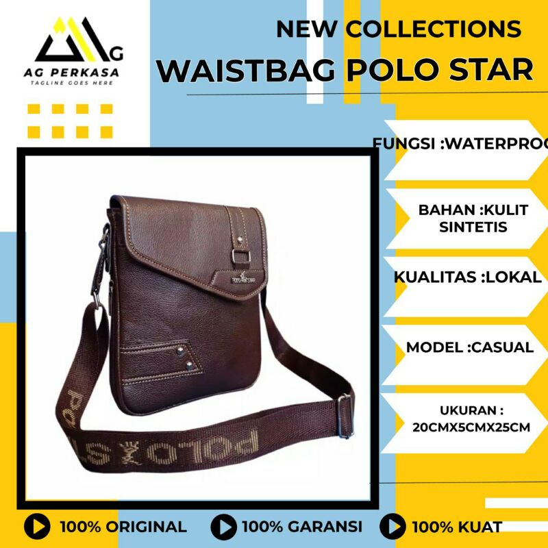 Tas Selempang Pria Kulit Waistbag Pria Polo Star