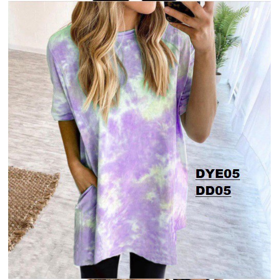 Blouse Tie Dye TShirt Mini Dress Kantong DD