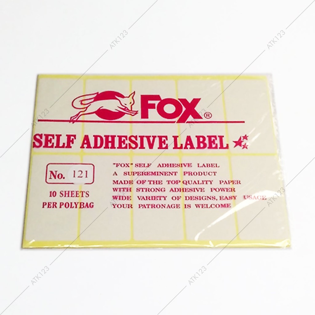 Kertas Label Stiker Fox No 121 Uk 38 X 76 Mm Persegi