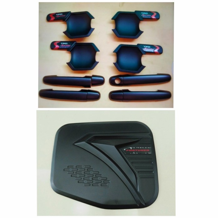 PAKET HANDLE COVER TANKI &amp; OUTER HITAM DOFF MOBIL NEW FORTUNER LAMA 2005 2009 2011 2013 2014 2015