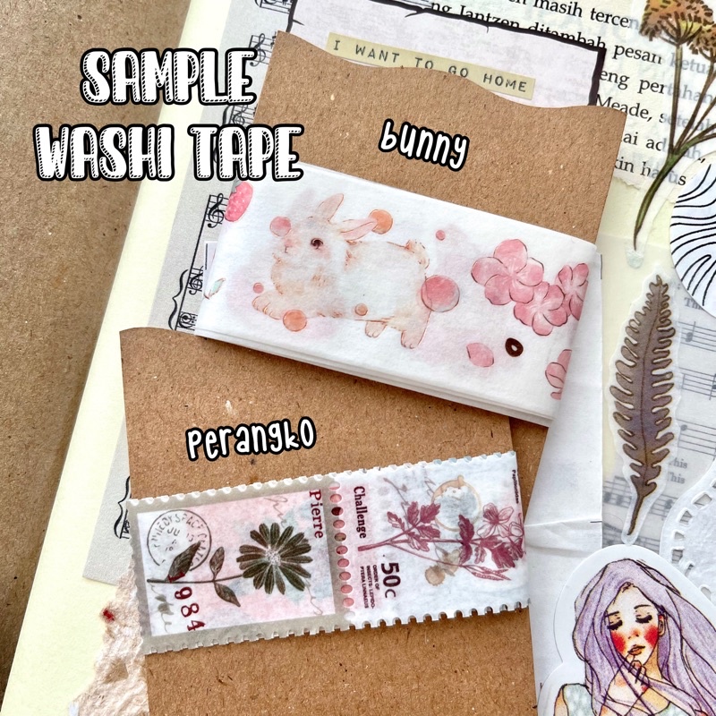 

Washi Sample Premium Bunny Rose Gold Series Perangko Stamp