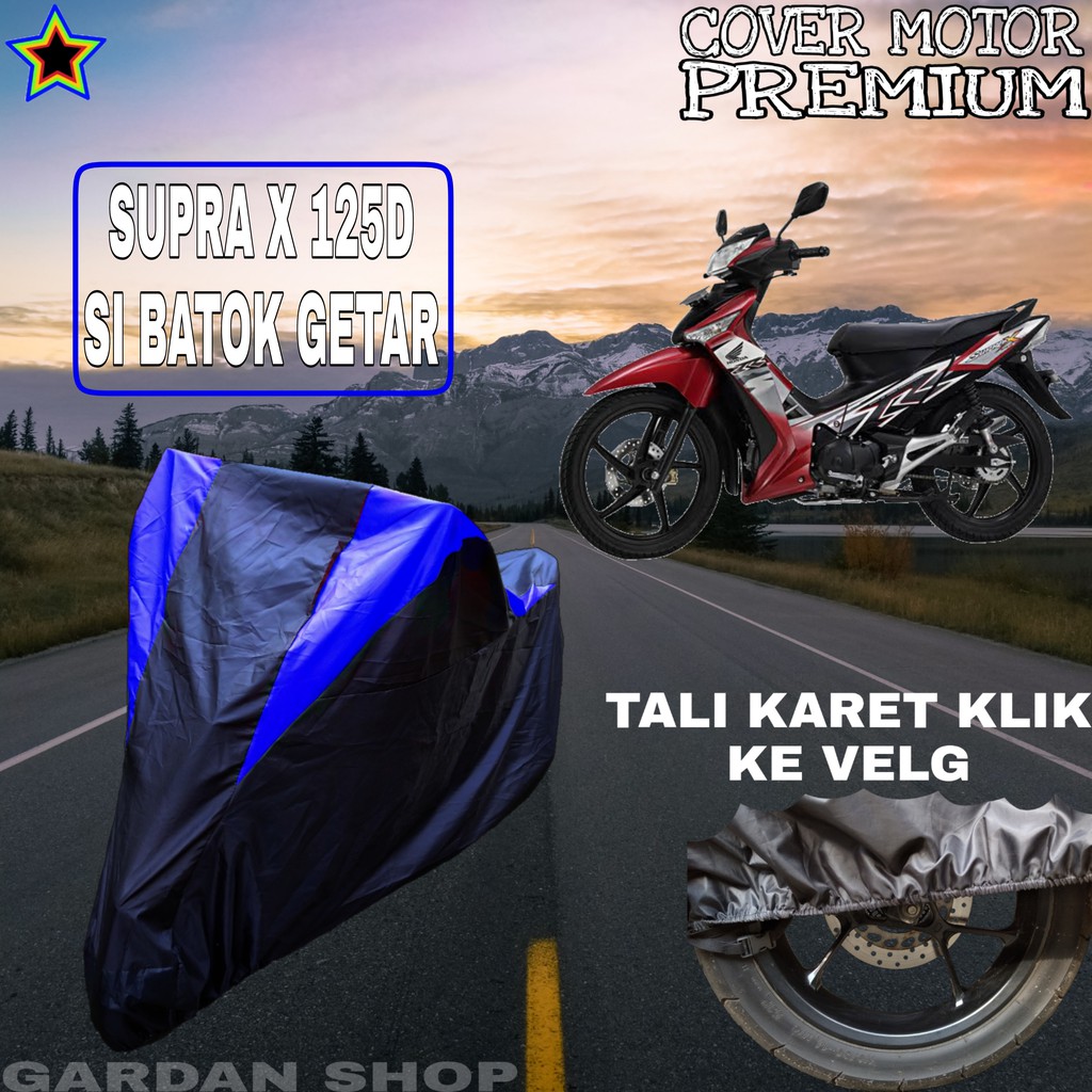 Sarung Motor SUPRA X 125D SI BATOK GETER Hitam BIRU Body Cover Supra PREMIUM