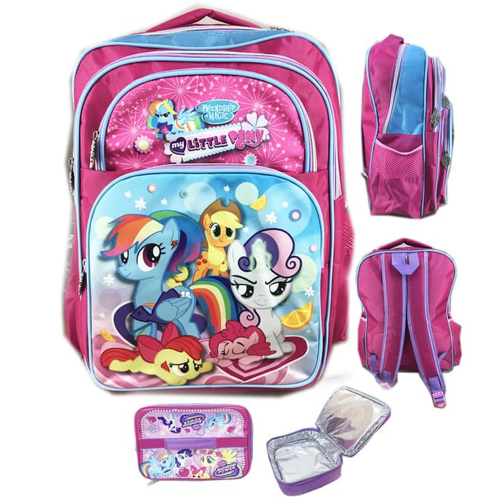 TAS ANAK KARAKTER SD PAUD RANSEL SEKOLAH ANAK SD MY LITTLE PONY BLUE PINK PRADA LB