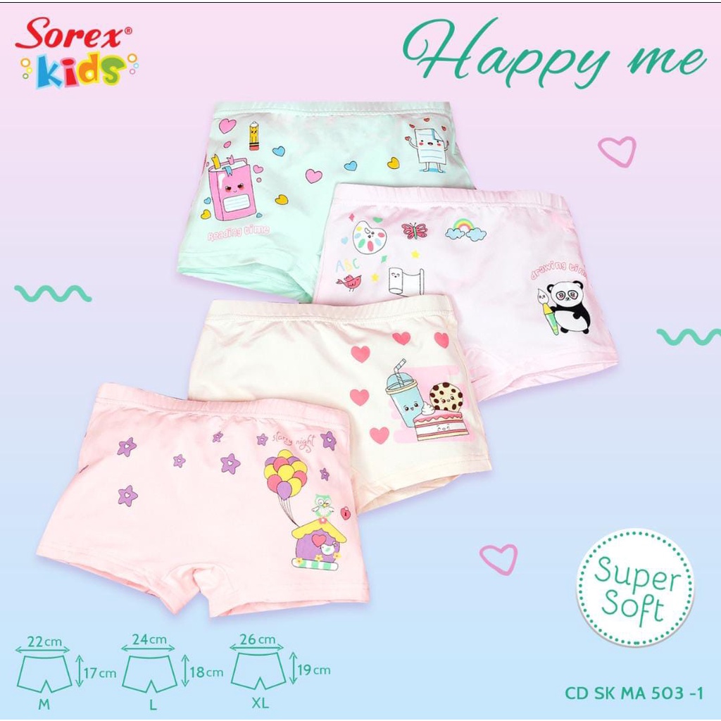 SOREX KIDS CD ANAK PEREMPUAN (Isi 2 pcs) / CD BOXER ANAK PEREMPUAN SUPER SOFT