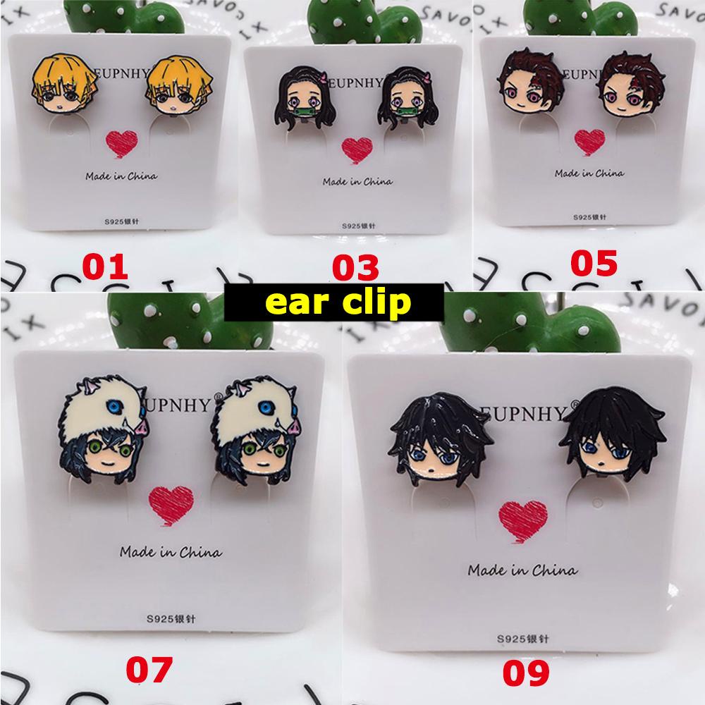 Anting Stud Desain Kartun Anime Demon Slayer Kimetsu No Yaiba Kamado Tanjirou Nezuko Bahan Akrilik Logam Gaya Jepang Untuk Cosplay