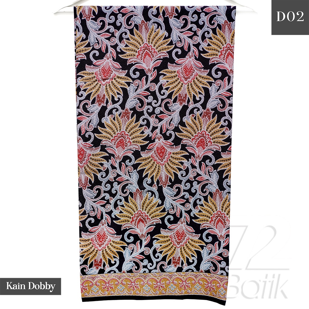 KAIN BATIK PREMIUM Bahan Dobby Motif Kembang Citra Warna Orange Hitam 721936 Cap 72 Jarik Jarit Samping Kebat Panjang Batik Dobby Modern Premium Bahan Seragam Batik Pernikahan Kantor Keluarga Murah Kamen Jadi Batik Bali Lembaran