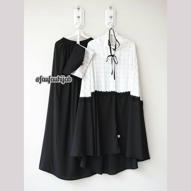 Mukena faufau butik Asilah Twotone Square  mnchr  (B)