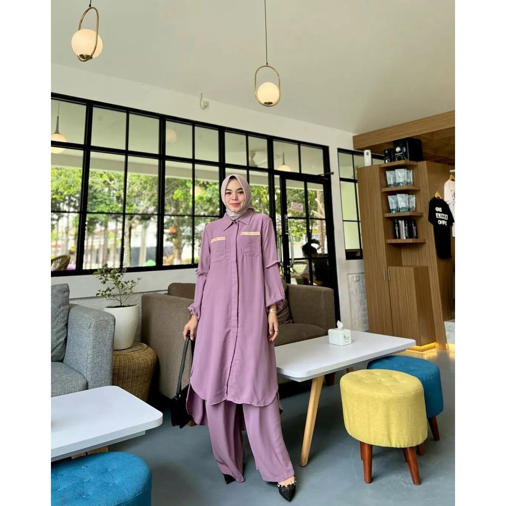 Kanaya Setelan Wanita Kekinian / One Set Jumbo Katun Rayon / Long Tunik