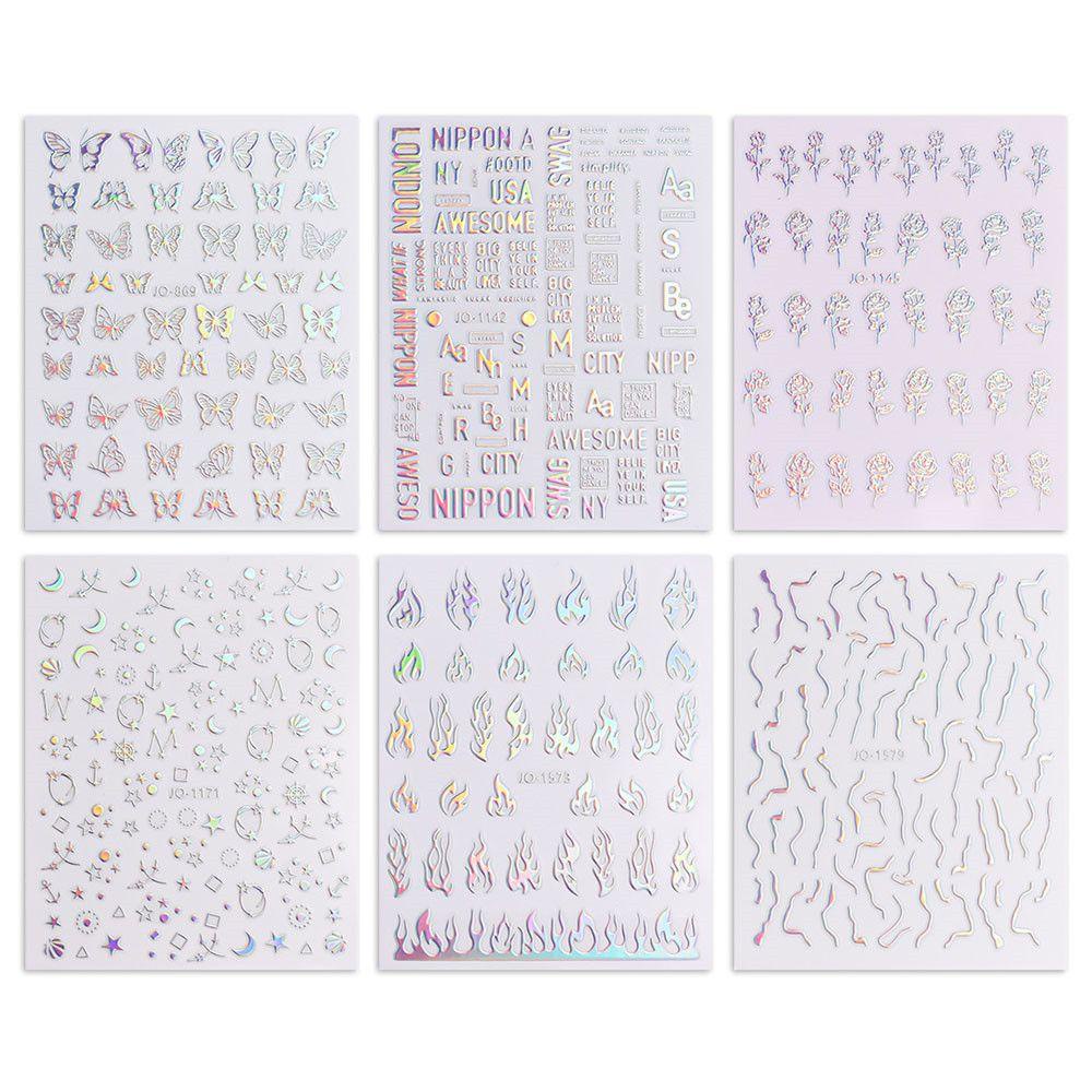 Nanas 1Pc Stiker Nail Art Glitter Shiny Manicure Decor Foil Tipis 3D Dekorasi Decals