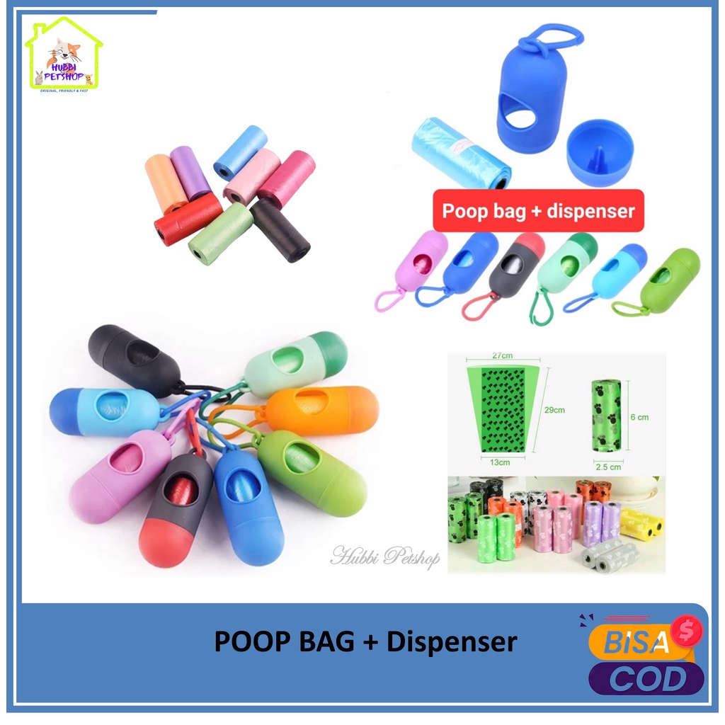 paket poop bag dispenser - kotak tempat kotoran kucing anjing - kantong sampah wadah gantungan poop bag