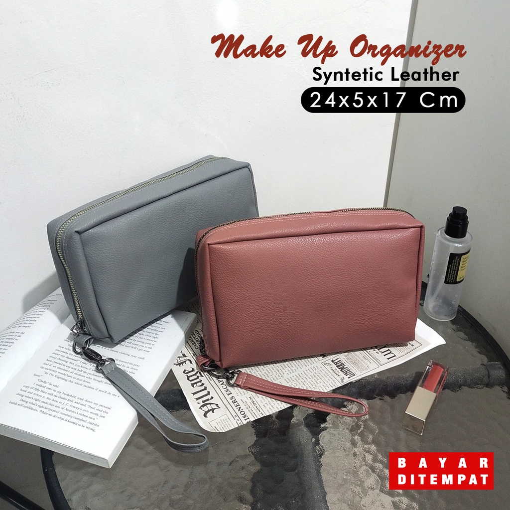 Dompet wanita kulit sintetis clucth polos wallet tempat uang dan Hp travel organizer pouch bag tas make up murah