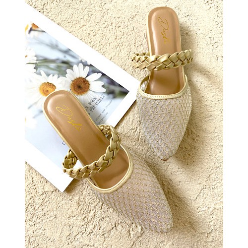 Shella mules - Sendal hak tahu brukat - heels wanita