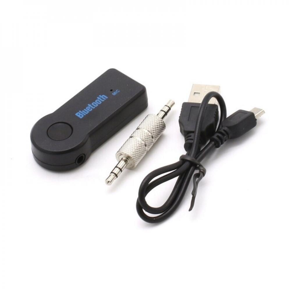 Car Bluetooth Music Receiver Bisa Di Cas Adapter 3.5mm Aux Audio Stereo Hands-free Dengan Baterai - Bluetooth Audio Receiver Adapter Speaker - Hitam