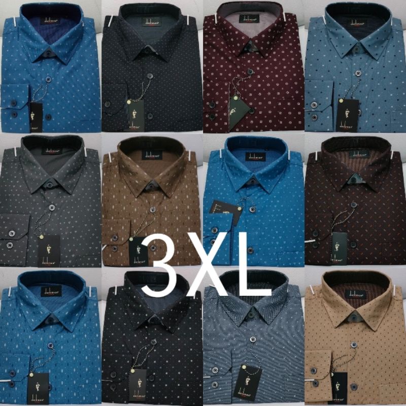 Kemeja Motif XXXL Lengan Panjang Pria Kemeja Katun Kemeja Kerja Kemeja Formal Kemeja Pria