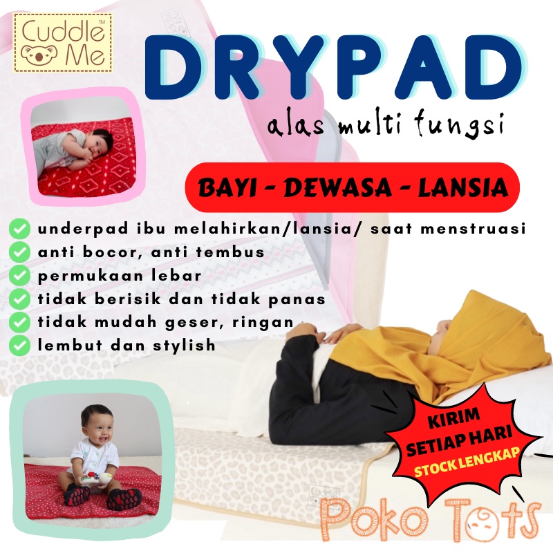 Cuddle Me Drypad Serbaguna Alas Ompol Bayi Anak Dewasa Lansia Manula CuddleMe Dry Pad Underpad Perlak Kain Tahan Air