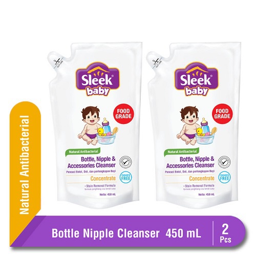 Sleek Baby Bottle Nipple & Accessories Cleanser Pouch 450 ml x 2 Pcs
