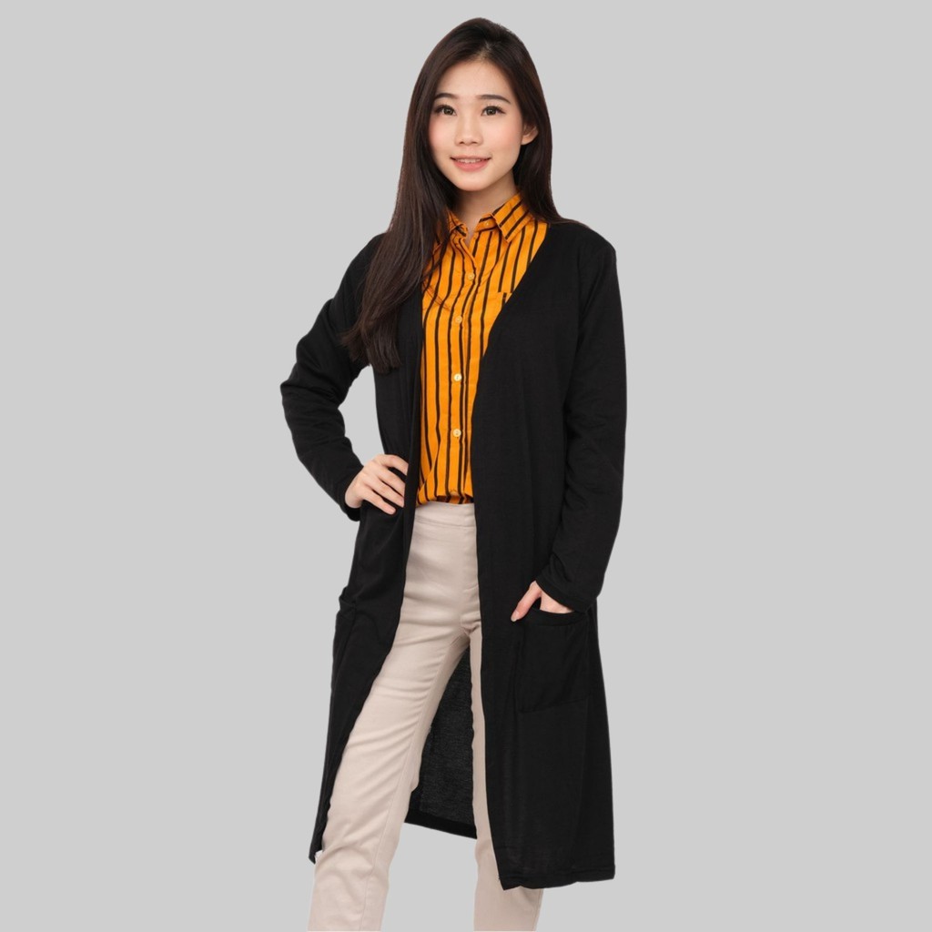 Monellina CRLONG Cardigan Oversize Wanita Panjang Polos-1