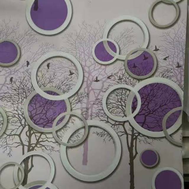 WALLPAPER DINDING MOTIF POLKADOT UNGU