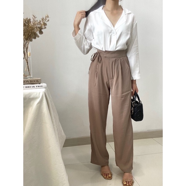 KIRANA Celana Highwaist Loose Pants Casual / Celana Kantor Wanita Formal / Kulot Wanita Pita P8