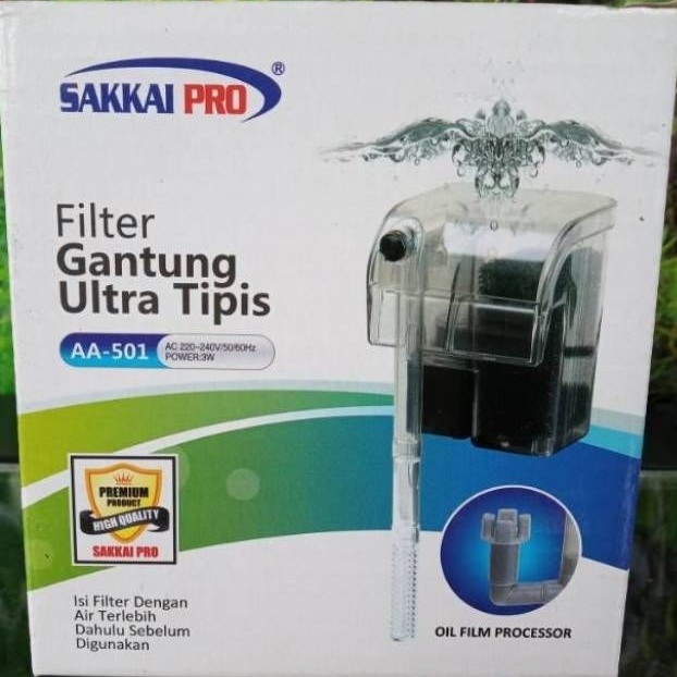 SAKKAI PRO AA 501 Filter Gantung Aquarium Transparan + Skimmer Hanging Hang on Aquascape