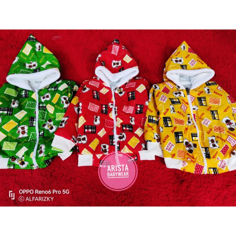 JAKET BAYI TEBAL, MOTIF BEAR, WARNA CERAH-3