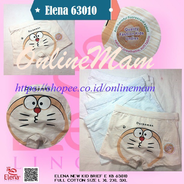 Celana Dalam Boxer Elena Anak Laki Katun Super Soft / CD Anak Cowok 033, 034, 031, 63010 &amp; 61029