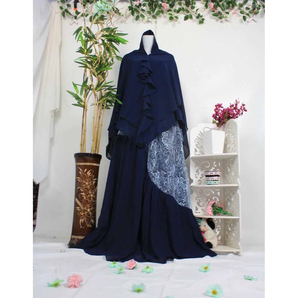 Gamis CERUTY mix BROKAT NAJMA BABYDOLL brukat premium set khimar XXL