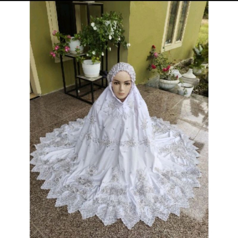 Mukena putih silfer bordir bukittinggi