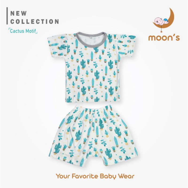 SML Moons Baju Bayi Stelan Panjang Pendek kutung PREMIUM MOONS ,Pakaian Bayi SML, Baju bayi murah