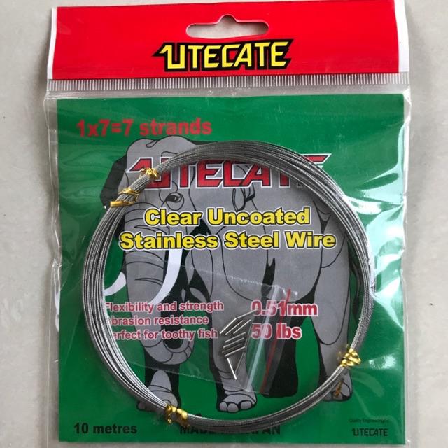 Wire Leader Neklin Utecate 10m Clear Uncoated Stainless Steel Wire-Utecate 50Lb/0,51mm