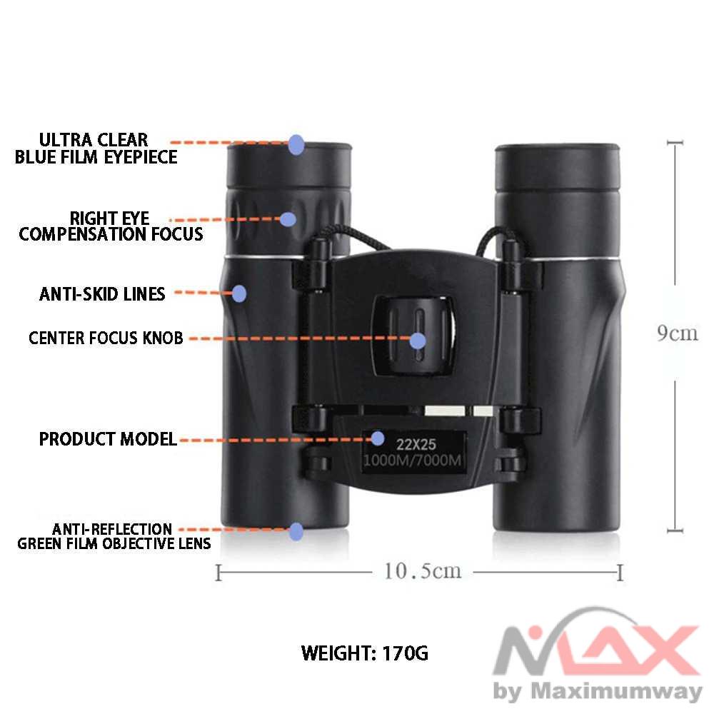 ARSSON Teropong Binocular 1000m -7000m Outdoor Magnification 22x25 Long Range jarak jauh zoom HD Zoom Portable Powerful Binoculars Long Range Telescope BAK4 Prism Multi-coated Lens Waterproof for Outdoor Hunting Camping Long Range Powerful HD Binocular