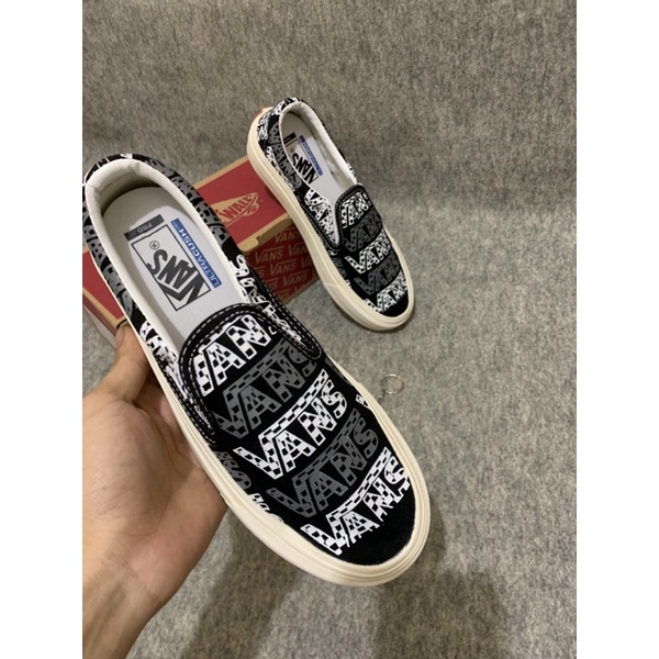 [ BAYAR DI TEMPAT ] VANS SLIP ON TRASHER BLACK WHAITE WAFDLE DT