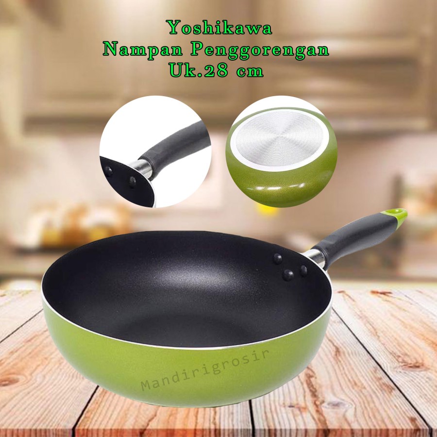 Teflon Penggorengan * YOSHIKAWA Wok Pan * Panci Anti Lengket * Wajan