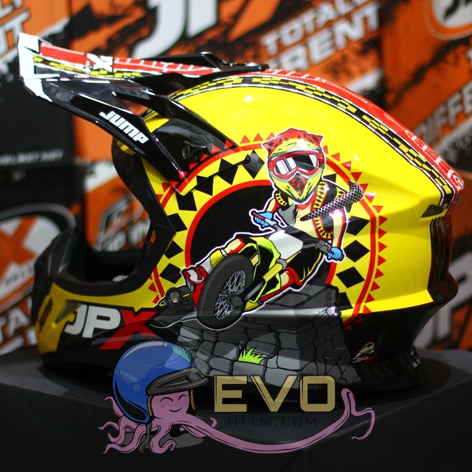 HELM JPX CROSS_FOX1 SERI X32 - YELLOW LEMON GLOSS + GOOGLE SNAIL (ONGKIR 2 KG) HELM JPX TERBARU