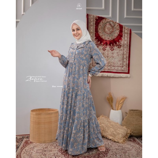 TERBARU DRESS GAMIS DEWASA RAYON MOTIF TERLARIS TREND 2022 STYLE LEBARAN DRESS ZHAFIRA ORI BY HIJAB 