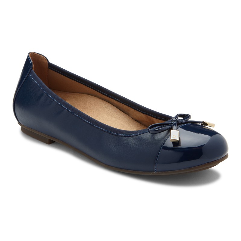 Vionic Minna Navy Ballerina Shoes Wanita