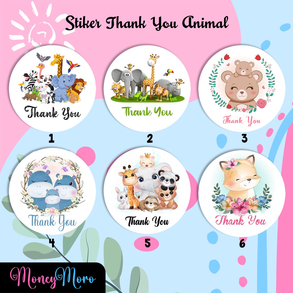 

MoneyMoro Stiker Thank You Animals / Stiker Custom / Stiker Segel Box / Stiker Ulang Tahun / Stiker Hampers / Stiker Ultah / Stiker Birthday