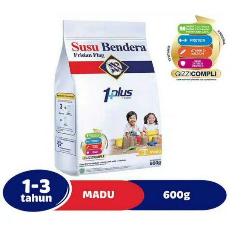 Susu bendera 1 plus madu 600gr dan 900gr