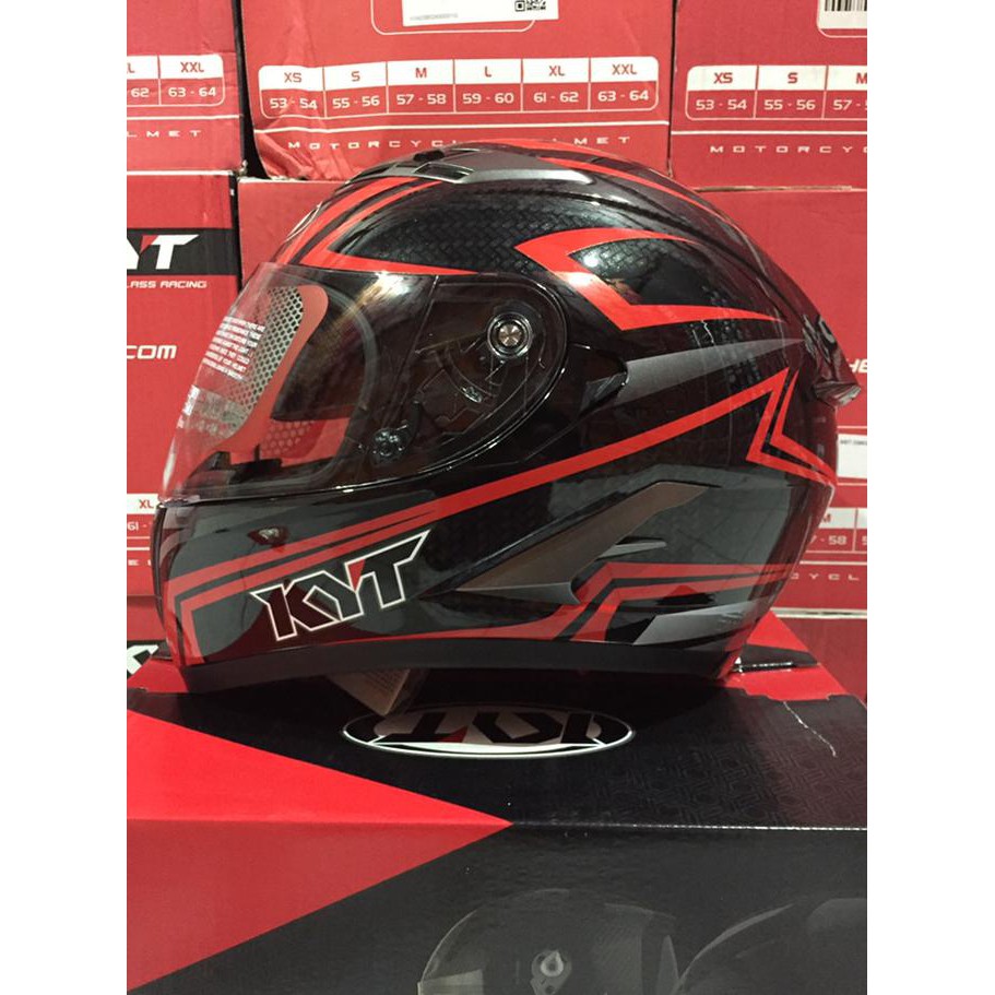 Barang Berkualitas KYT FALCON 2 CARBON (2 VISOR) BLACK RED PROMO