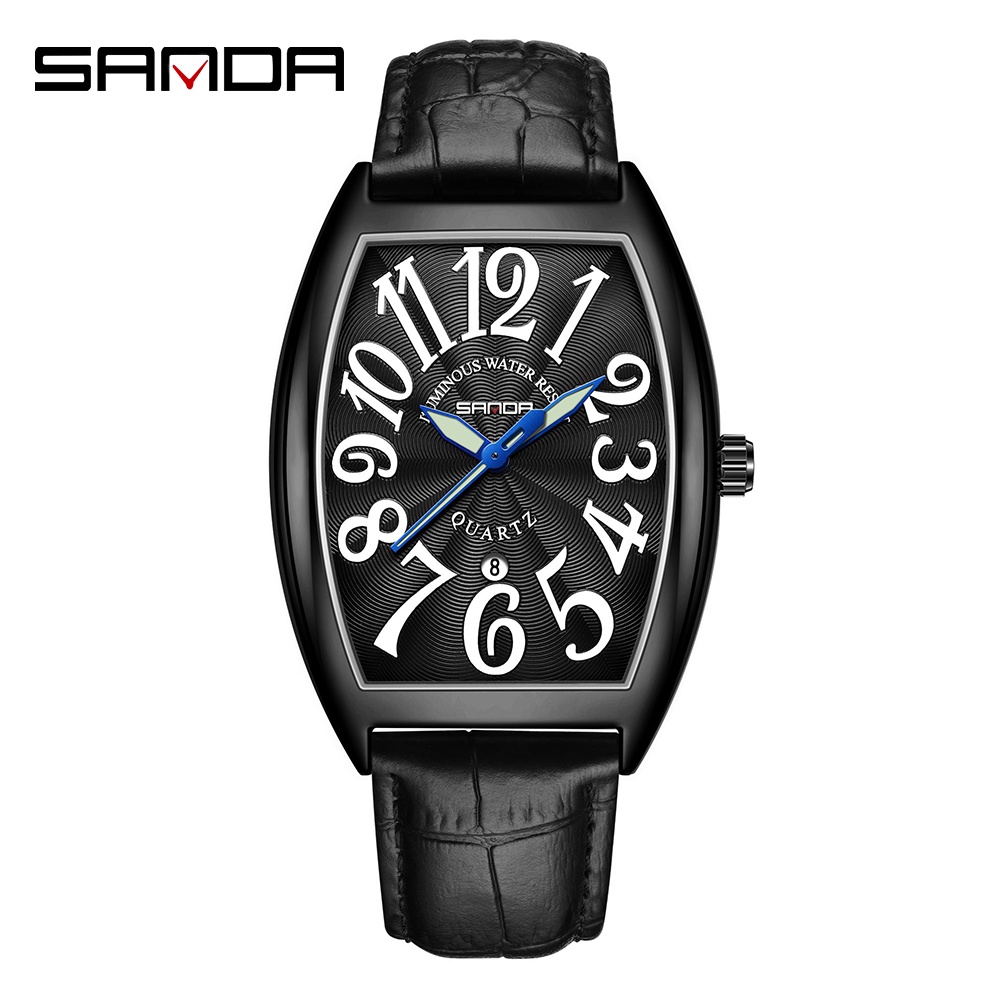 SANDA 7022 Jam Tangan Pria Analog Chronograph Tali Kulit Bussiness Watch WATCHKITE WKOS