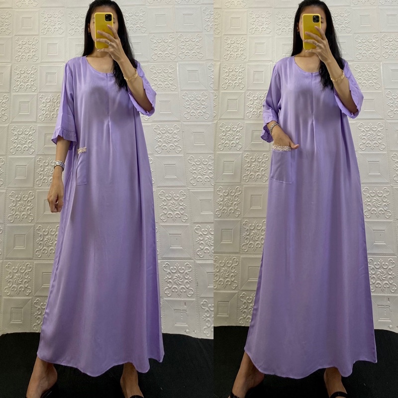 daster tangan 3/4 /tangan 7/8 / busui/panjang viral jumbo /long daster/daster 3/4 /homedress/daster semata kaki/daster gamis-Tk⅞ LILAC